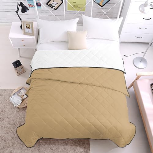 T&H XHome Beige Quilt California King Luxury Quilted Comforter