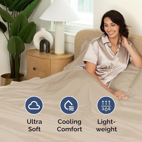Queen Flat Sheet - Single Top Flat Sheet Only - Soft & Cooling - Cream