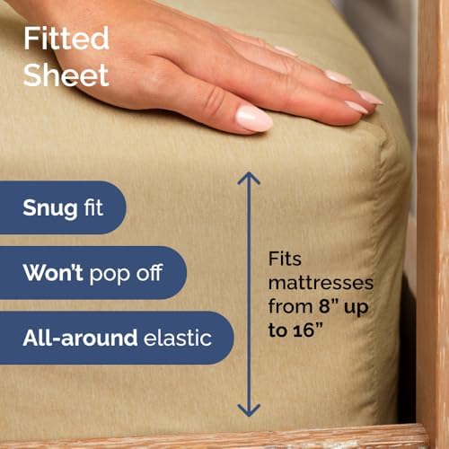 Heathered Tan 4-Piece Sheet Set & Pillowcase Bedding Bundle
