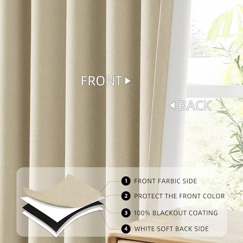 ChrisDowa Cream Pinch Pleated Blackout Curtains 108 inches Long 2