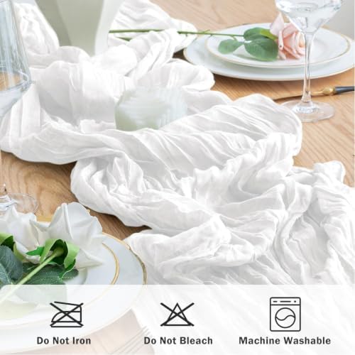 Ivory White Cheesecloth Table Runner 120inches for Party Home Decor