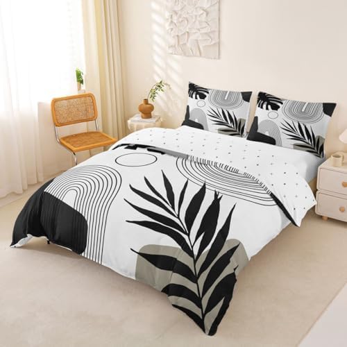 Erosebridal Boho Black White Queen Bedding Set, Mid Century Abstract