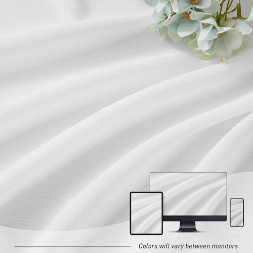 KangBang Light Filtering White Pleated Curtains 108 Inches Long 2