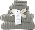 Blue Loom Ribbed Bath Towels Set, 100% Cotton 600GSM, Soft Absorbent