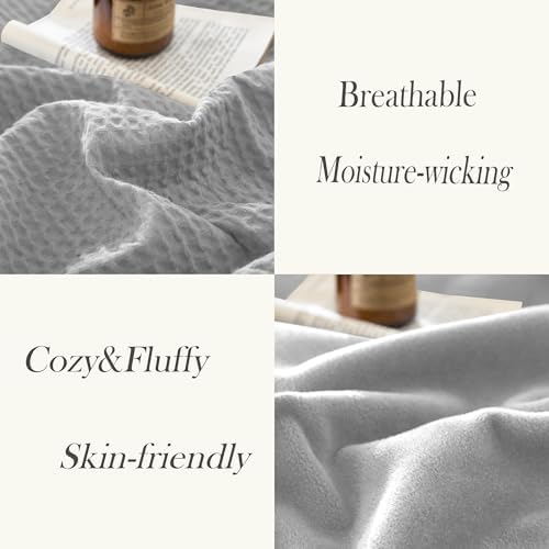 CHUFFED Cotton Waffle Blanket King Size - Plush Milk Velvet &
