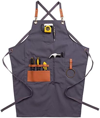 NEOVIVA Canvas Tool Apron for Men and Women with Pockets, Heavy Duty