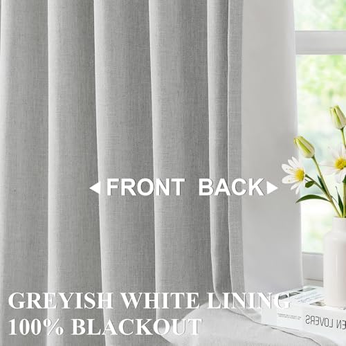 Vision Home Light Gray Pinch Pleated Full Blackout Curtains Linen