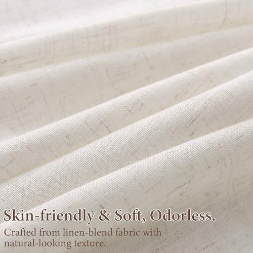 SMABU Extra Long Linen Curtains 120 Inches Long Hook Belt 2 Panels