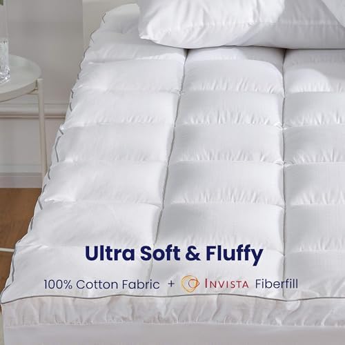 SLEEP ZONE Queen Cotton Mattress Topper, Ultra Fluffy Soft Mattress