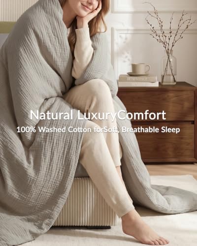 SE SOFTEXLY Muslin Duvet Cover Queen Size, 100% Washed Cotton Duvet