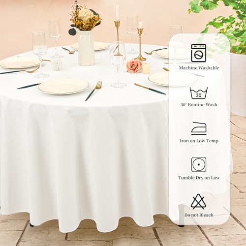 10 Packs 90 Inch Ivory Round Polyester Tablecloths