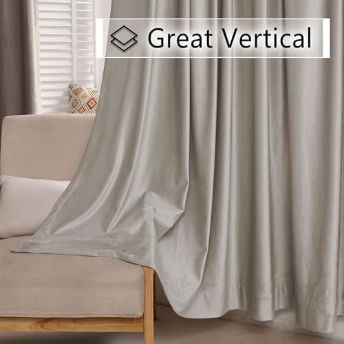 Macochico Extra Long Velvet Curtains 100 Inch Width by 120 Inch Length