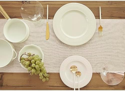 Solino Home 100% Pure Linen Table Runner Natural Woven, Athena