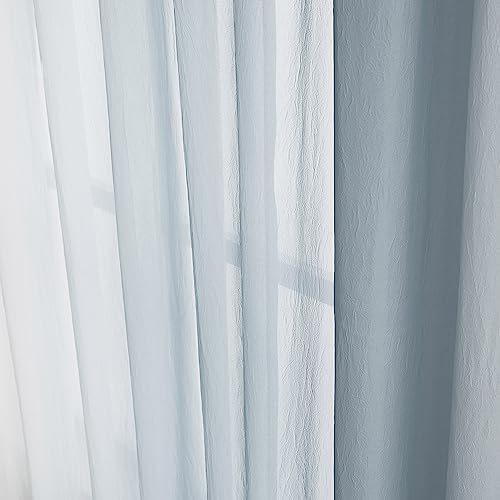 Grey Ombre Sheer Curtains 63 Inch Long Grommet Top for Living Room 2