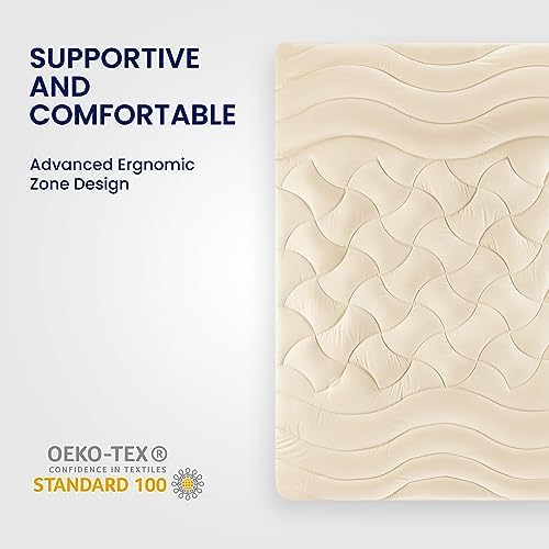 SLEEP ZONE Cooling Queen Mattress Topper, Premium Zoned Cool Mattress