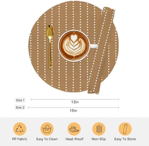 Fall Neutral Tan Round Braided Placemats Set of Set of 8 Heat