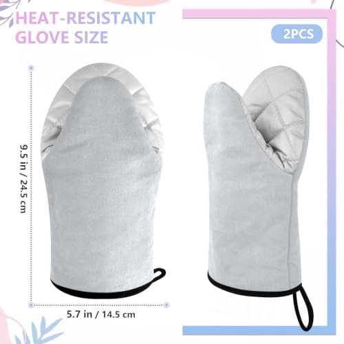 Pale Grey Oven Mitts and Pot Holders Set 2 Pack