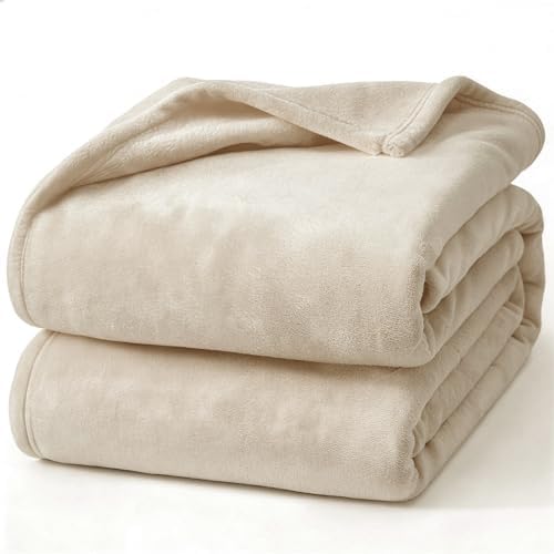 Hansleep King Taupe Fleece Blanket, Soft Flannel Bed Blanket