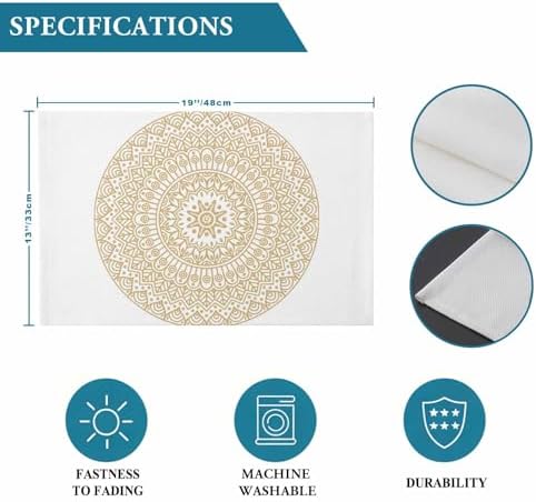 Placemats Set of 6, Beige Boho Cotton Linen Place Mats, Retro