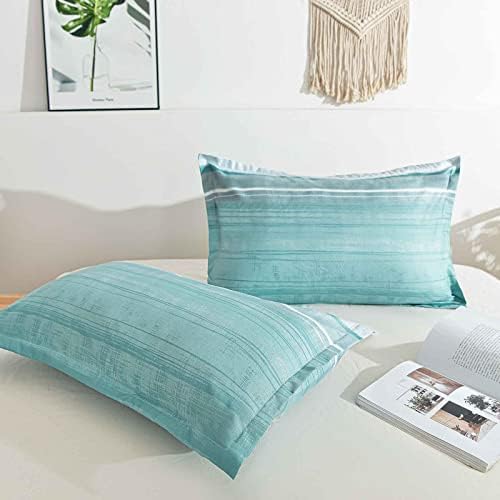 Faincy 7 Pcs King Size Comforter Set with Sheets, Blue, Grey and Teal