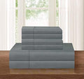100% Natural Cotton Fabric 4 Piece Bed Sheet Set King-Grey Solid