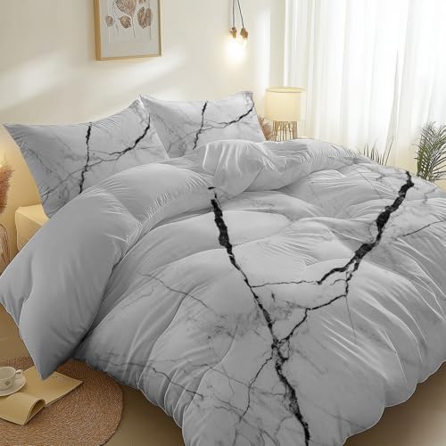 Duvet Cover Set Queen Size, Soft Washed Microfiber Abstract Style