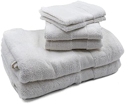 Linteum Textile Luxury Bath Towel Set 6 Piece White – 100% Cotton
