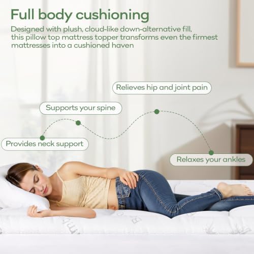 OLANLY Queen Bamboo Viscose Cooling Mattress Topper, White
