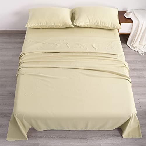 NTBAY Queen Microfiber Sheet Set, 4 Piece, 15 Inch Pocket, Light Taupe