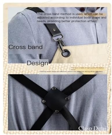 1 Piece Chef Apron For Men And Women With Large Pockets, Cotton Canvas