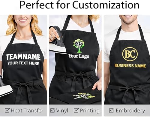 8 Pack Aprons Bulk with Pockets, Unisex Apron with Extra Long Ties for