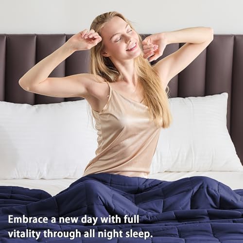 yescool Weighted Blanket for Adults 15lbsQueen Size, 60" x 80", Blue