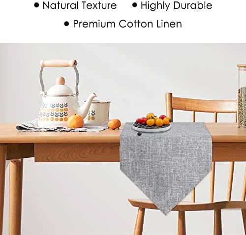 Burlap Farmhouse Cotton Linen Table Runner, Rustic Woven Solid Color