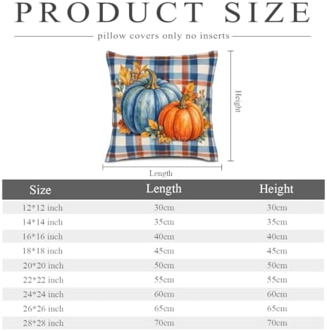 Plaid Home Accent Pillow Covers 22x22 Inch Set of 2 Linen for Fall