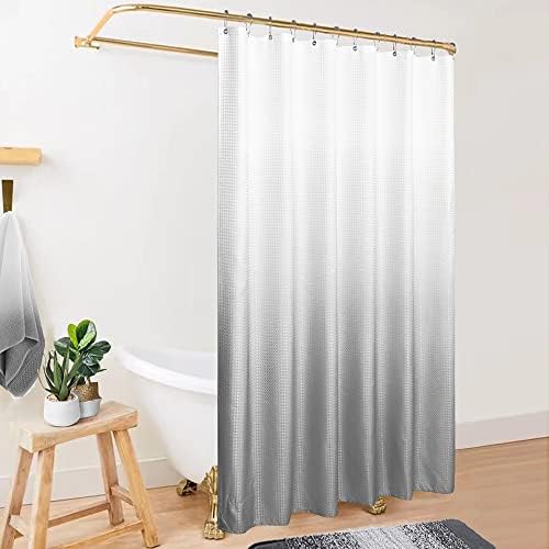 Mrs.Naturall Grey Shower Curtain for Bathroom, Modern Waffle Fabric