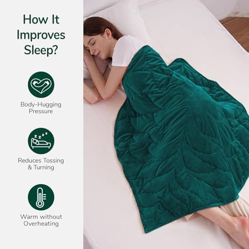 Kaisa Weighted Lap Blanket for Adults, 7 lbs 41" x 53", Leaf Pattern