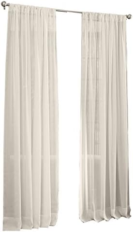 LA Linen Sheer Voile Drape Panel (Pack of 1), 120 by 118", Ivory