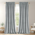 JIUZHEN Silver Grey Velvet Blackout Curtains 52W x 120L 2 Panels