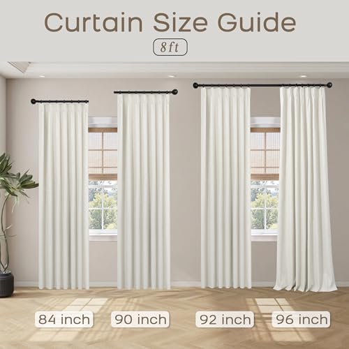 Mrs.Naturall Navy Blue Pinch Pleated Linen Blackout Curtains 84 Inch