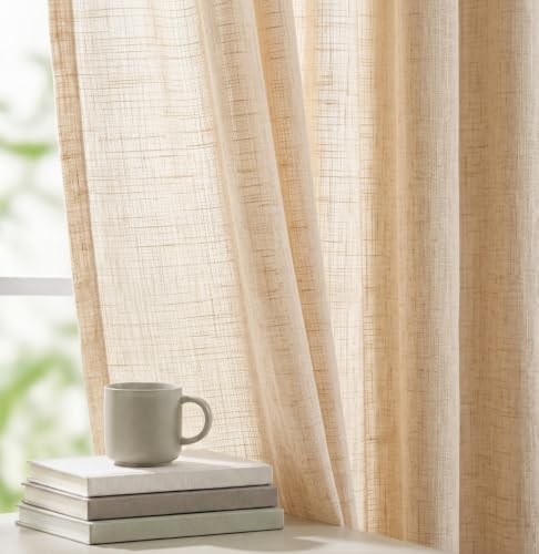 D'Moksha Homes Faux Linen Curtain Beige and Cream Curtain 63 Inches