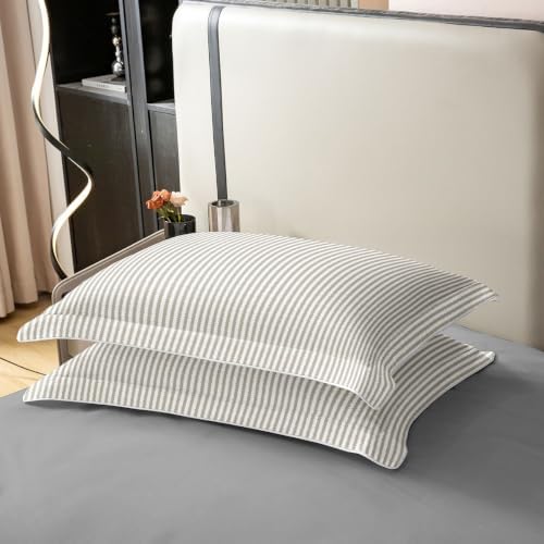 Feelyou Beige Brown Striped Duvet Cover 100% Cotton King Size