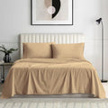 Egyptian Cotton Sheet Set, Full Size Fit 15"-18" Deep Stripe Taupe
