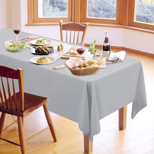 12 Pack Light Grey Tablecloths for 6ft Tables-60 x 102 Inch