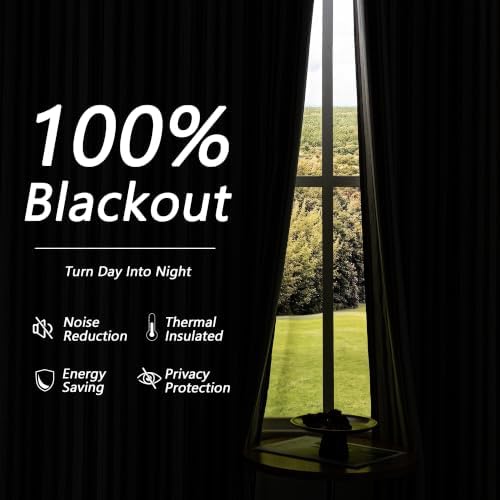 MYSKY HOME 100% Blackout Striped Linen Curtains 96 Inch Long 2 Panels