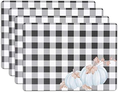 KAF Home Cork Placemats 16 x 12-Inch Set of 4 (Buff Check Pumpkin)