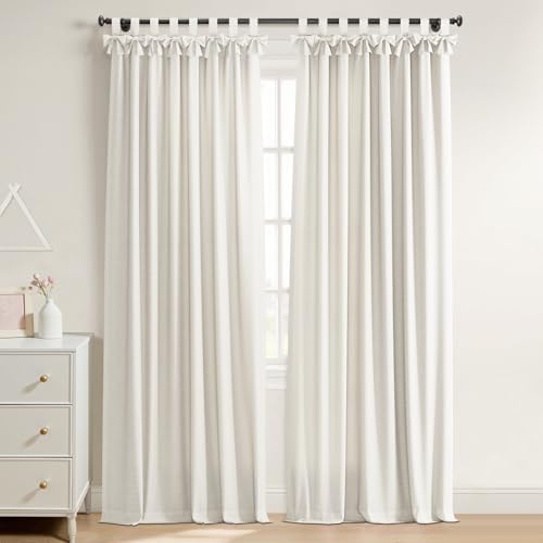Ivory Bei Tab Top ain 34x63 Inches | Light Reducing Lined Cotton Linen