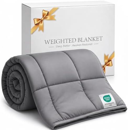 Smart Queen Weighted Blanket 10lbs (48”x72”,Grey) Twin Size Soft
