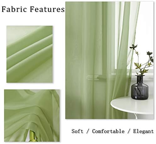 DUALIFE Sage Green Sheer Grommet Curtains 120Inches Extra Length for