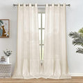Melodieux Natural Beige Semi Sheer Curtains 84 Inches Long for Living