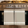 Beige Striped Kitchen Towels Set of 3, Absorbent Dish Towels for